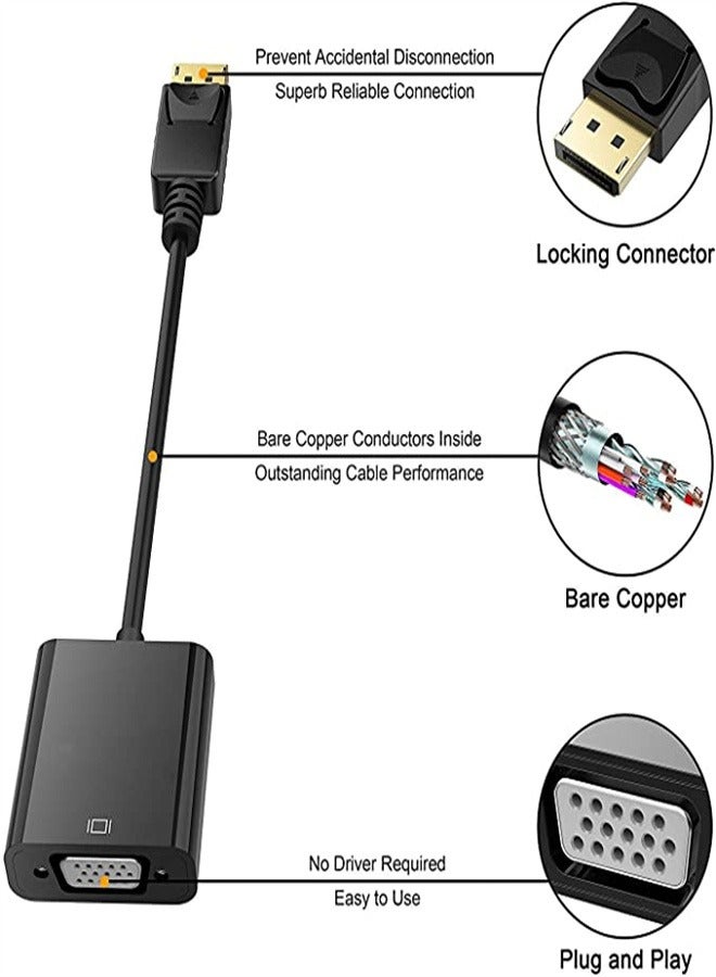 Goolsky محول HDMI إلى VGA مطلي بالذهب، ذكر إلى أنثى للكمبيوتر، سطح المكتب، اللابتوب، الكمبيوتر الشخصي، الشاشة، البروجيكتور، HDTV - Image 2