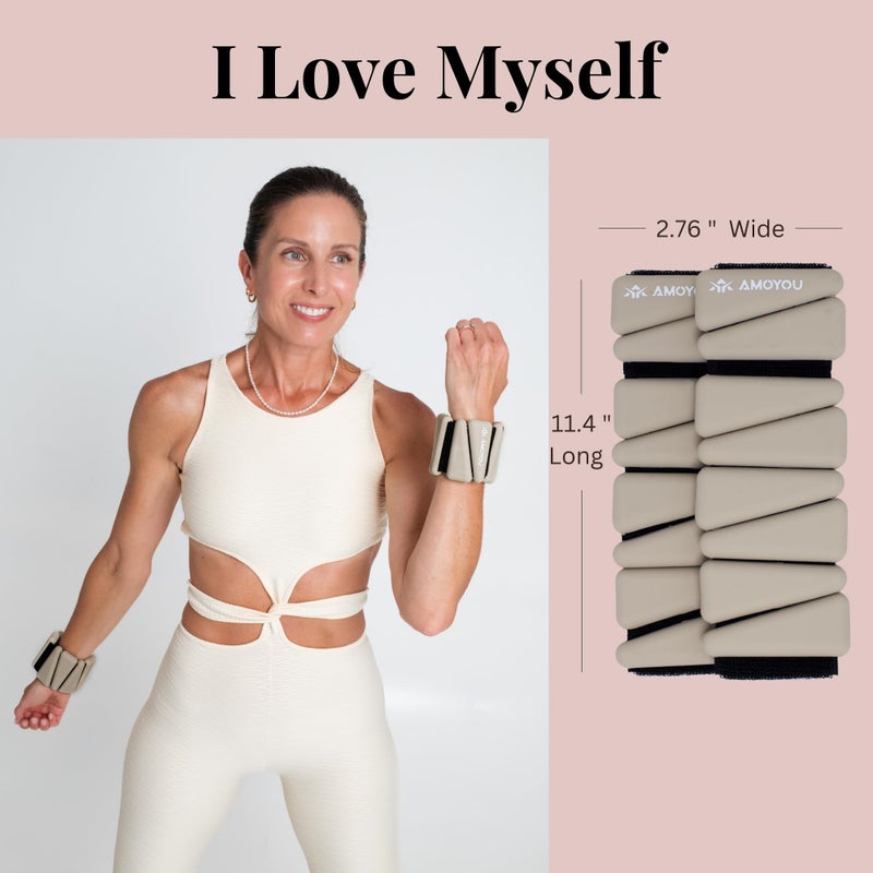 AMOYOU Wrist & Ankle Weights for Women â€“ 2 lb Ankle Weights (Set of 2, 1 lb Each) | Arm Weights for Women | Leg Weights for Walking, Yoga, Cardio & Strength Training - Image 4