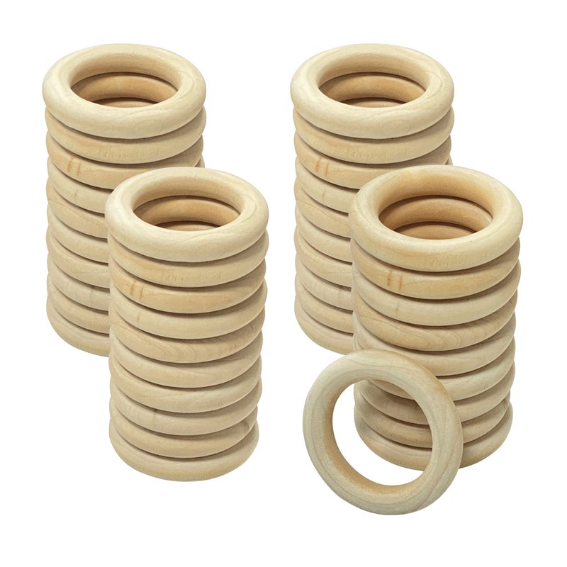 40 Pieces 29 Inch Unfinished Wooden Rings for Crafts Natural Solid Wood Circle for Macrame Handmade Project Inner 19 inch