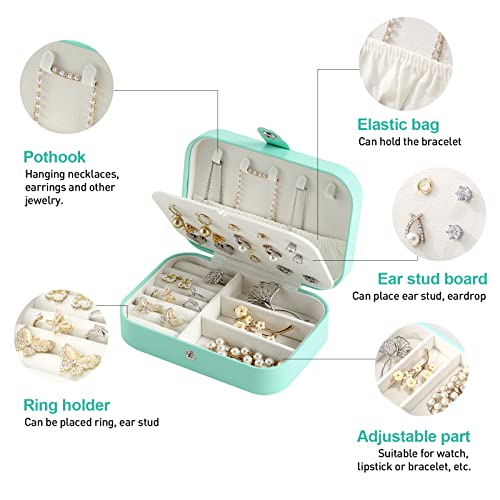 CASEGRACE Small Jewelry Box For Women Travel Jewelry Organizer Double Layer for Necklace Earring Rings Jewelry Holder Case - Image 3