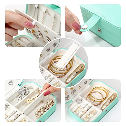 CASEGRACE Small Jewelry Box For Women Travel Jewelry Organizer Double Layer for Necklace Earring Rings Jewelry Holder Case - Image 4