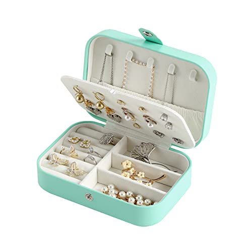 CASEGRACE Small Jewelry Box For Women Travel Jewelry Organizer Double Layer for Necklace Earring Rings Jewelry Holder Case - Image 1