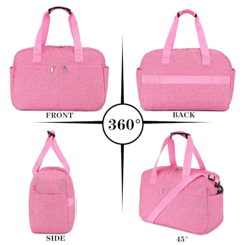 Leamekor 17 Small Gym Bag for Womens Mens Personal Item Travel Duffle Bag with Wet Pocket and Trolley Sleeve Under Seat Weekender Carry on Luggage Rose - Image 3
