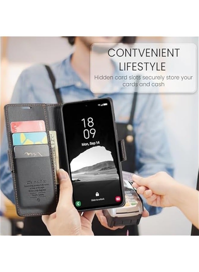 Samsung Galaxy A35 5G Wallet Case - RFID Blocking PU Leather Flip Cover  - Image 5