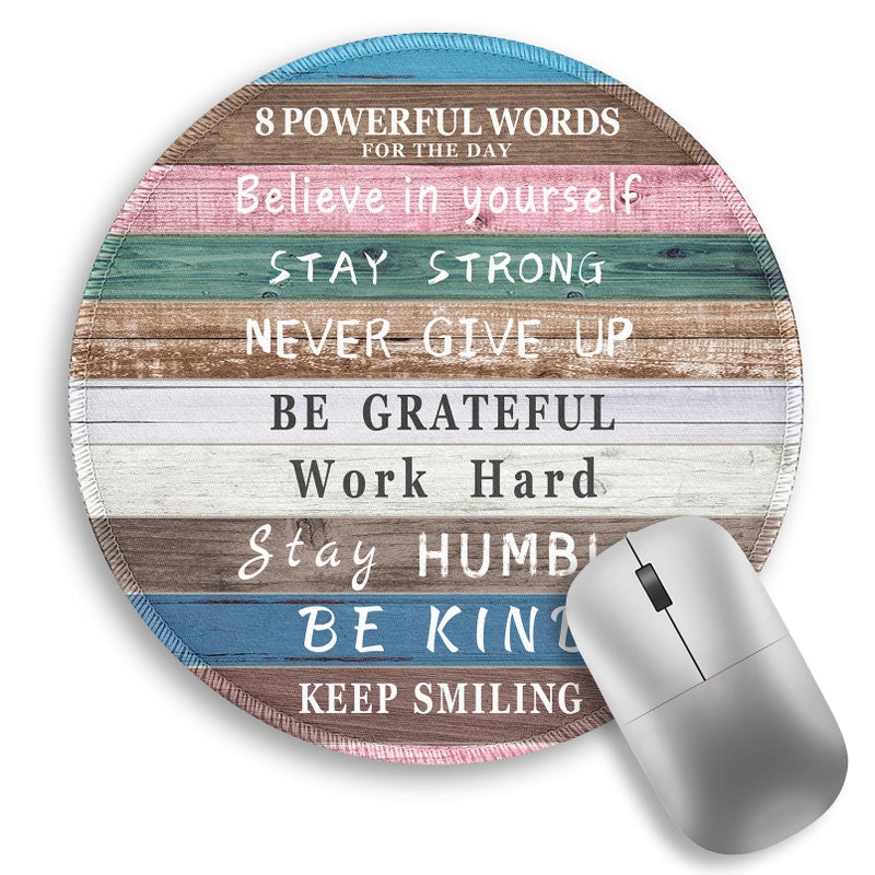 lebrocoli Inspirational Quote Work Mouse Pad, Positive Desk Small Round Mouse Pads, Mini Travel Mousepad for Wireless Computer Laptop, Office Desk Accessories, 8.6 x 8.6 inch - Image 1