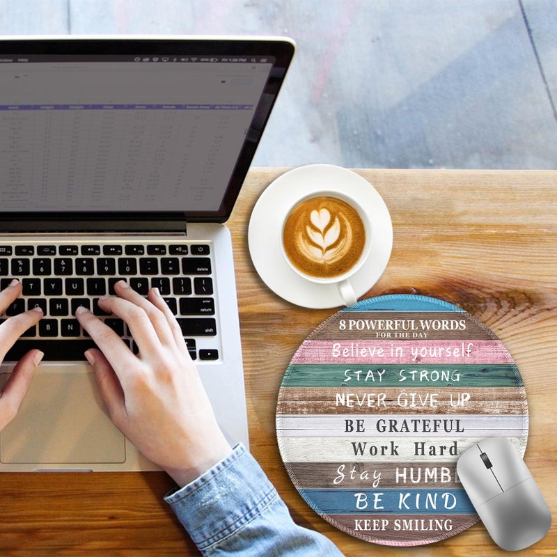 lebrocoli Inspirational Quote Work Mouse Pad, Positive Desk Small Round Mouse Pads, Mini Travel Mousepad for Wireless Computer Laptop, Office Desk Accessories, 8.6 x 8.6 inch - Image 3