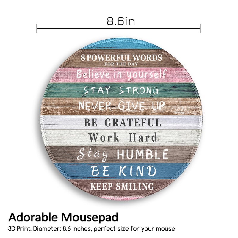 lebrocoli Inspirational Quote Work Mouse Pad, Positive Desk Small Round Mouse Pads, Mini Travel Mousepad for Wireless Computer Laptop, Office Desk Accessories, 8.6 x 8.6 inch - Image 4