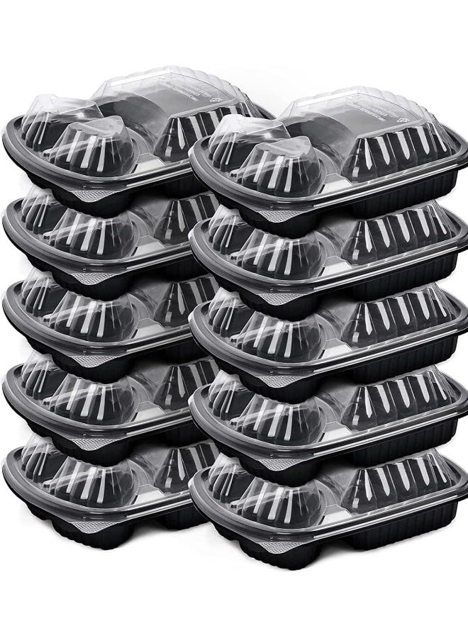 ALSAQER [5 Pack] 3 Section Black Base with Lids Food Storage Container  - Image 1