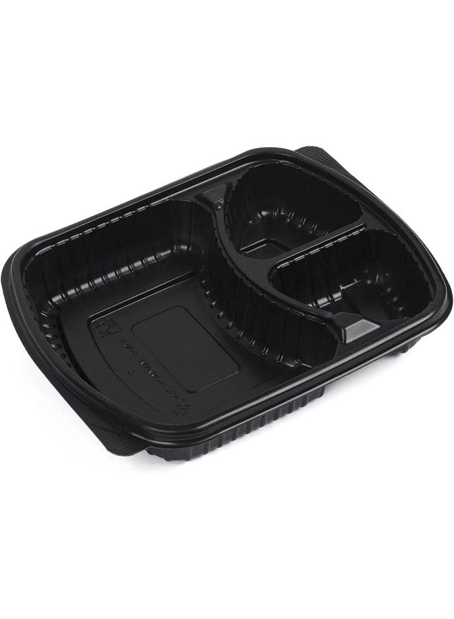 ALSAQER [5 Pack] 3 Section Black Base with Lids Food Storage Container  - Image 4