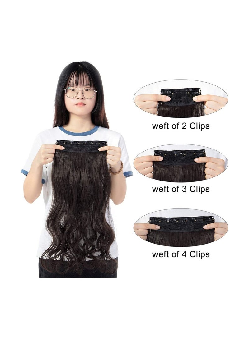 إستيل وصلات شعر 4 قطع 11 مشابك مموجة سميكة كاملة الرأس مزدوجة اللحمة على وصلات شعر صناعية مموجة بقطع شعر للنساء بني داكن مجعد - Image 4