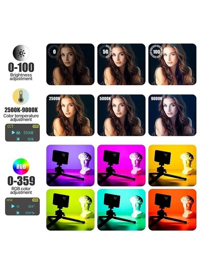 Generic W140 RGB Video Light, Portable LED Camera Light Panel 0-360 Full Color, CRI95+ 2500K-9000K Dimmable 20 Lighting Effects, 3100mAH Rechargeable LED Lighting for Photography, Video Conference, TikTok  - Image 3