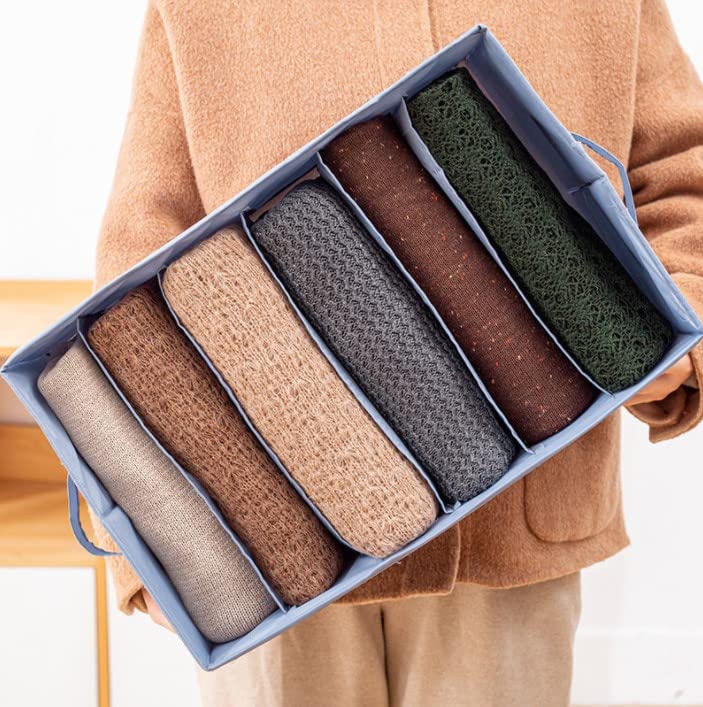 House of Quirk Set of 3 Wardrobe Clothes Organizer for Folded Clothes with Handle, Closet Drawer Organizers for Jeans Pants T-shirt Sweater Kids Clothes (6+7+9 Grids, Black, Fabric) - Image 5