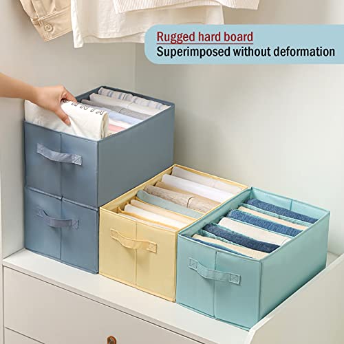 House of Quirk Set of 3 Wardrobe Clothes Organizer for Folded Clothes with Handle, Closet Drawer Organizers for Jeans Pants T-shirt Sweater Kids Clothes (6+7+9 Grids, Black, Fabric) - Image 2