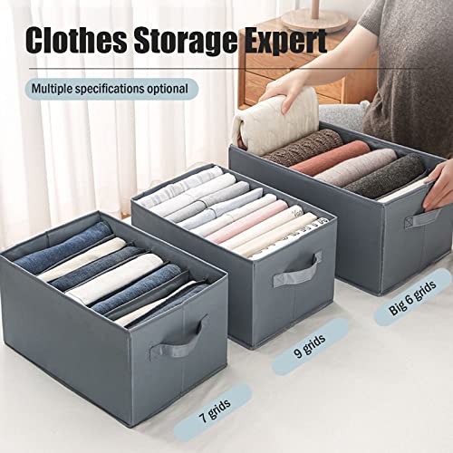 House of Quirk Set of 3 Wardrobe Clothes Organizer for Folded Clothes with Handle, Closet Drawer Organizers for Jeans Pants T-shirt Sweater Kids Clothes (6+7+9 Grids, Black, Fabric) - Image 4
