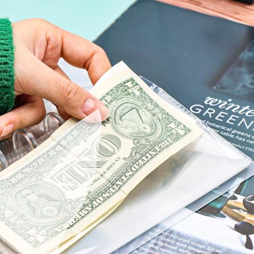 XiowDow Discbound Photo Card Album with Frosted PP Cover 20 Sheets Clear PP Sleeves 6 Discs Bound Organizer Storage Book for Cash Money Stickers Photos Cards (6 Rings 1 Pocket) - Image 5