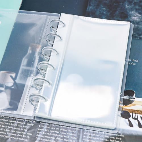 XiowDow Discbound Photo Card Album with Frosted PP Cover 20 Sheets Clear PP Sleeves 6 Discs Bound Organizer Storage Book for Cash Money Stickers Photos Cards (6 Rings 1 Pocket) - Image 3