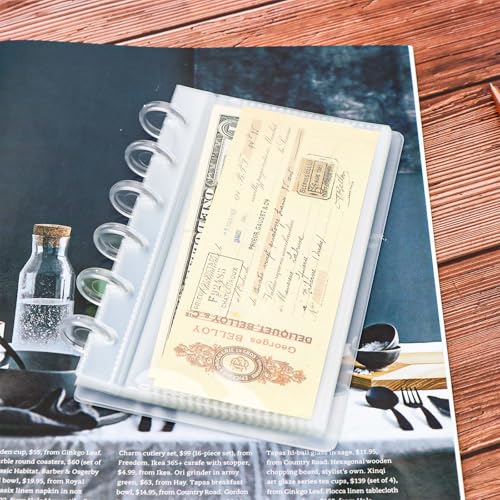 XiowDow Discbound Photo Card Album with Frosted PP Cover 20 Sheets Clear PP Sleeves 6 Discs Bound Organizer Storage Book for Cash Money Stickers Photos Cards (6 Rings 1 Pocket) - Image 2