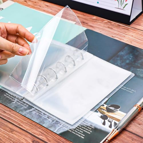 XiowDow Discbound Photo Card Album with Frosted PP Cover 20 Sheets Clear PP Sleeves 6 Discs Bound Organizer Storage Book for Cash Money Stickers Photos Cards (6 Rings 1 Pocket) - Image 4