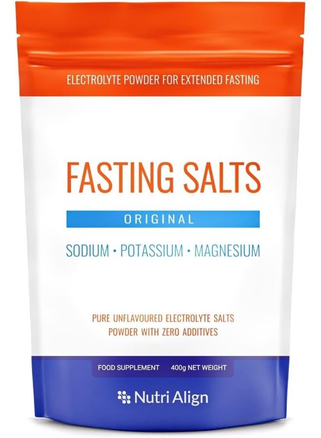 Nutri-Align ملح الصيام الكهربائي الخالي من النكهات والسكر، 400 جرام، إلكتروليتات الصوديوم والبوتاسيوم والمغنيسيوم - Image 1