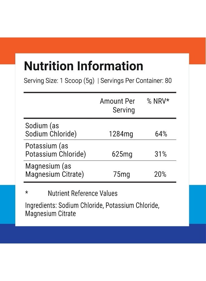 Nutri-Align ملح الصيام الكهربائي الخالي من النكهات والسكر، 400 جرام، إلكتروليتات الصوديوم والبوتاسيوم والمغنيسيوم - Image 2