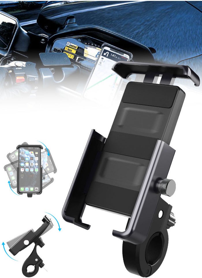 Generic Phone Holder for Bike and Motorcycle Phone Mount Bicycle Cell Phone Mount Clamp for Handlebar  - Image 1