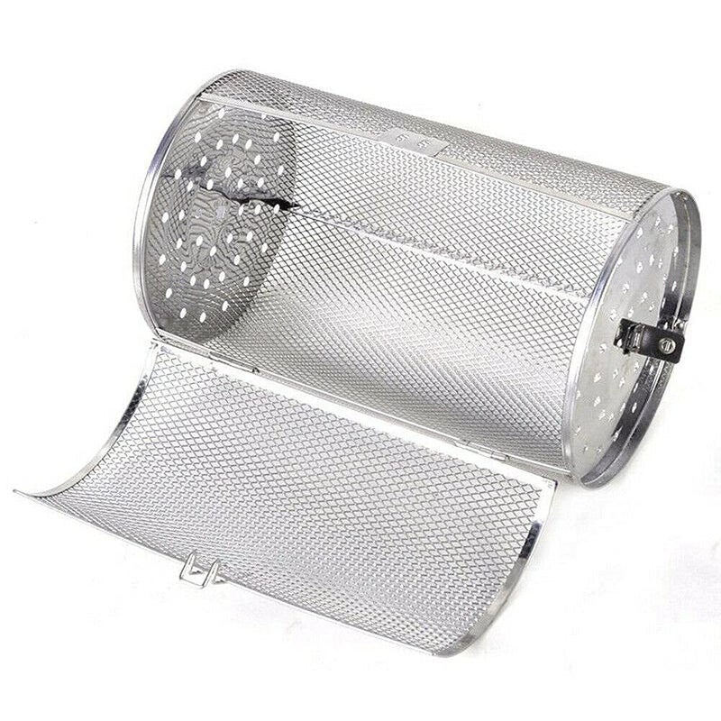 LinaLife 12x23cm Stainless Steel Rotisserie Grill Roaster Drum Dried Baking Coffee Bean Nut Oven Basket BBQ Grill Cage Kit - Image 1