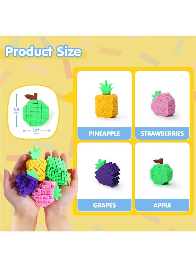 4 Pcs 3D Printed Fidget Fruit Toys, Make a Sound Flexible Desk Fidget Worm Toy for Stress Relief, Boys Girls Kids Adults Birthday Gift Party Favors Stress Toys - Image 3