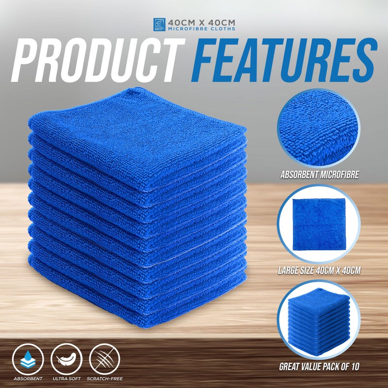 TDBS The Dustpan and Brush Store Microfibre Cleaning Cloth, Large Size 40x40cm, Super Absorbent Lint Free Microfiber Cloths Cleaning for Home, Kitchen, Surface, Mirrors, Bathrooms, Motorbike, Car (Blue, 10) - Image 4