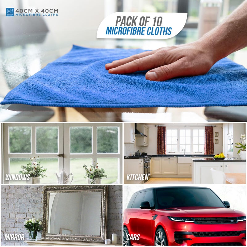 TDBS The Dustpan and Brush Store Microfibre Cleaning Cloth, Large Size 40x40cm, Super Absorbent Lint Free Microfiber Cloths Cleaning for Home, Kitchen, Surface, Mirrors, Bathrooms, Motorbike, Car (Blue, 10) - Image 5