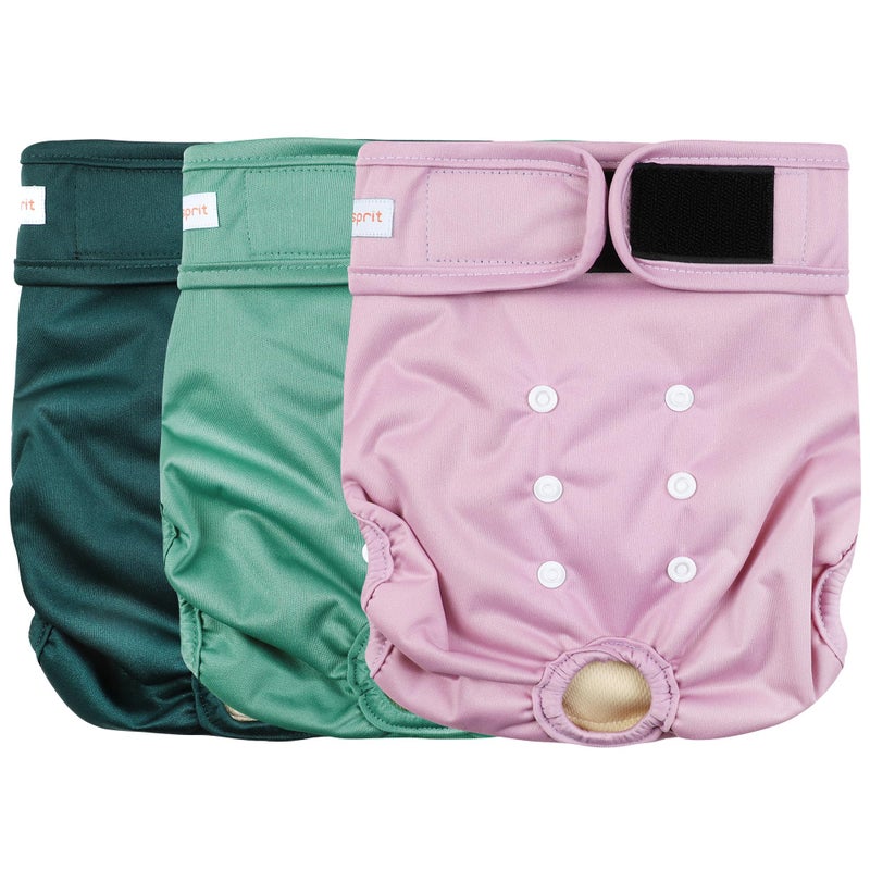 Langsprit Washable Female Dog Diapers (3 Pack) - No Leak Reusable Diapers for Doggy Female in Period - Highly Absorbent Dog Heat Panties with Adjustable Snaps Black M Size - Image 1