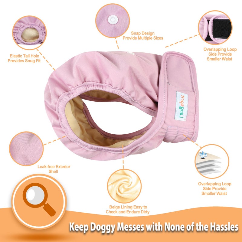 Langsprit Washable Female Dog Diapers (3 Pack) - No Leak Reusable Diapers for Doggy Female in Period - Highly Absorbent Dog Heat Panties with Adjustable Snaps Black M Size - Image 4