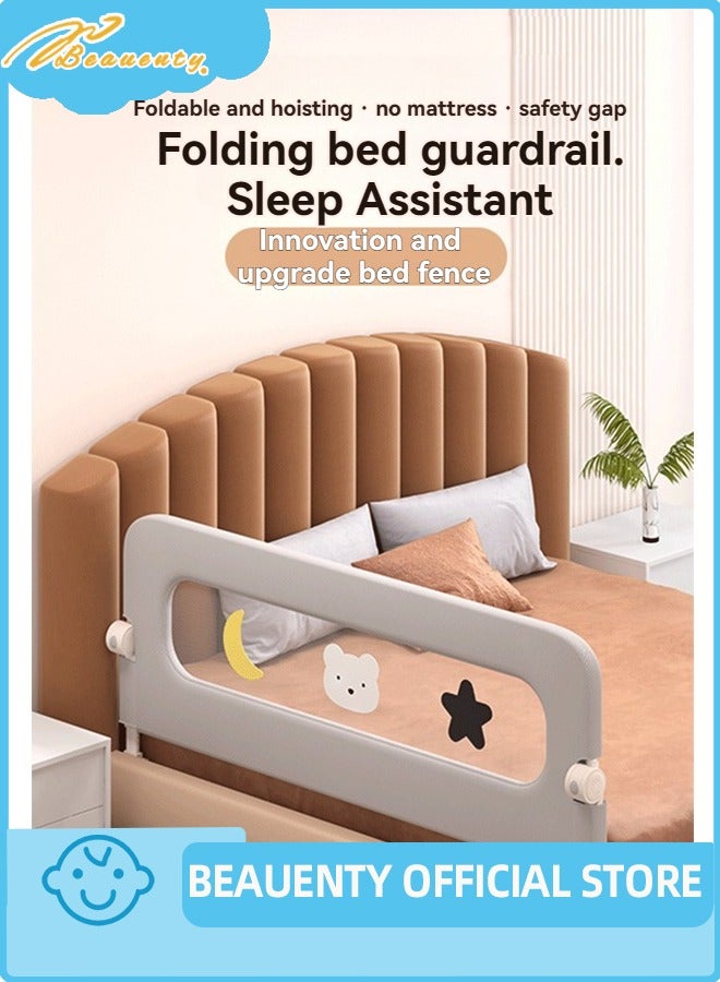 بيوينتي سكك حديد سرير الطفل للأطفال الصغار القابلة للطي سرير السكك الحديدية الحرس,سكك حديدية سرير الأطفال وحراس السكك الحديدية,سكك حديدية حامية سياج السرير الأمني,ارتفاعات قابلة للتعديل وأرجحة أسفل سرير الحرس السكك الحديدية للملكة الملكة المزدوجة - Image 1