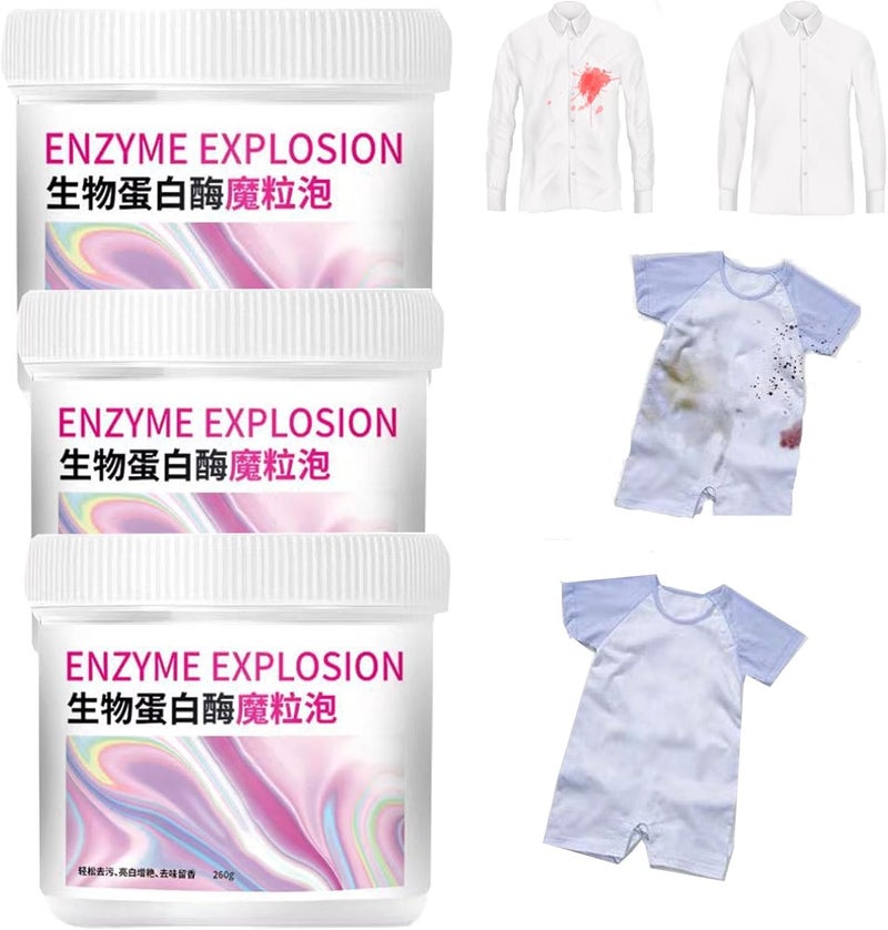 كلاراكو مزيل بقع إنزيم نشط، مزيل بقع الغسيل بإنزيم نشط - وايت شيرت غارديان، مزيل بقع الملابس، قطعة أثرية للغسيل البطيء، منظف بقع الملابس العنيدة (3 قطع) - Image 1