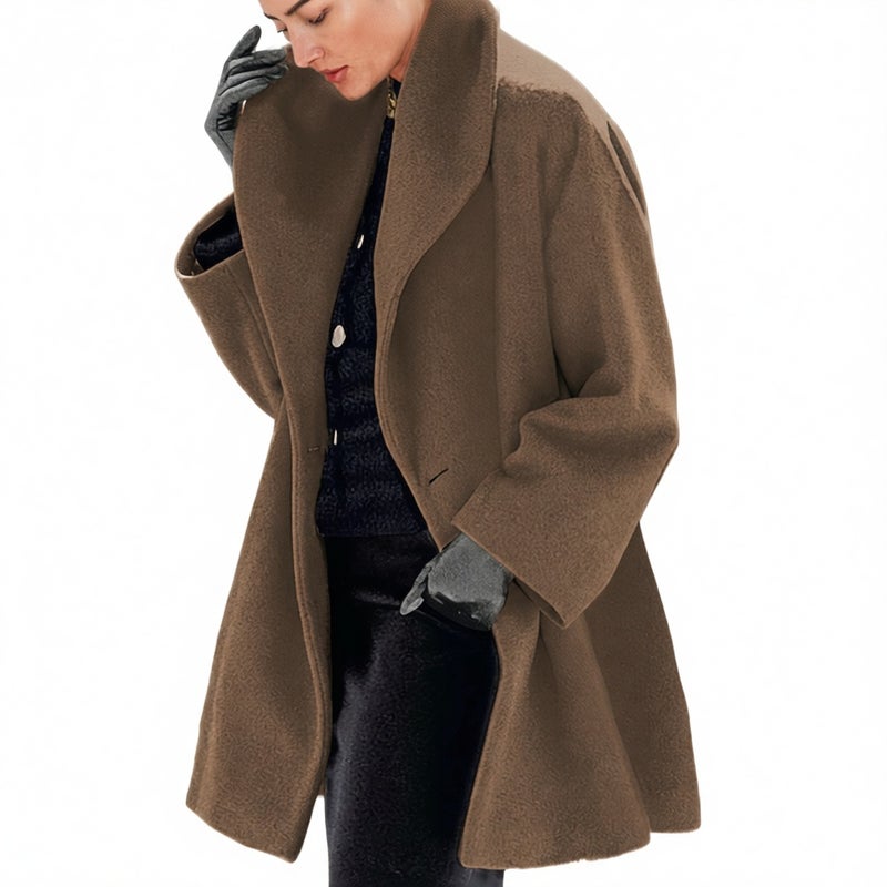 Women's Casual Hooded Wool Coat Winter Fall Outerwear Loose Fit - Image 1