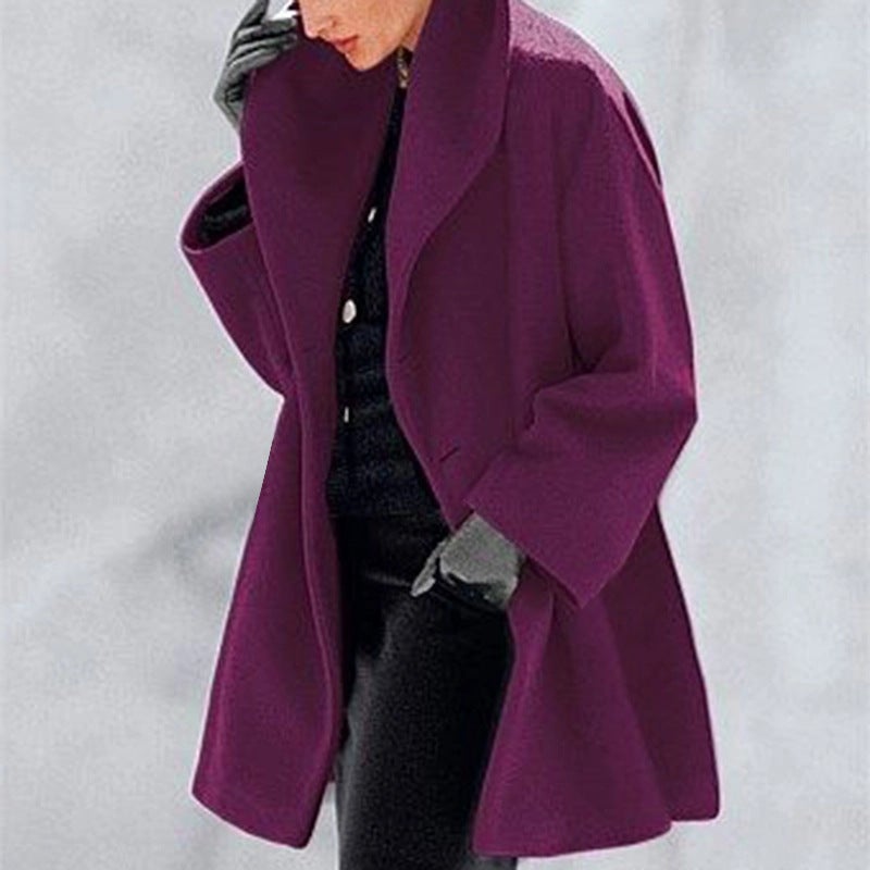 Women's Casual Hooded Wool Coat Winter Fall Outerwear Loose Fit - Image 4