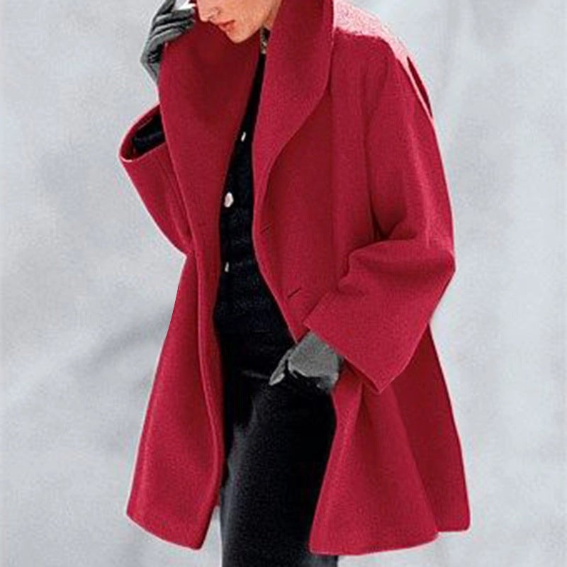 Women's Casual Hooded Wool Coat Winter Fall Outerwear Loose Fit - Image 3