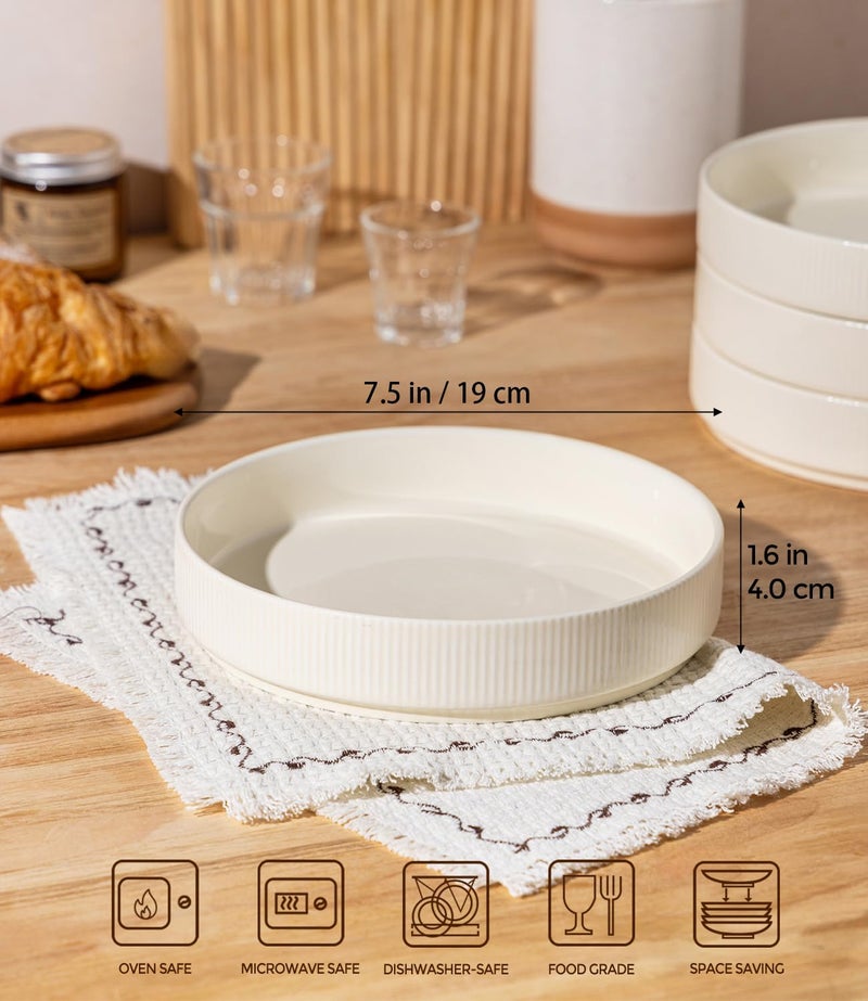 theterra 7.5'' Ceramic Pasta Bowls, Salad Bowls Set of 4, Stoneware Serving Bowls for Fruits, Noodle, Dinner, House-warming Wedding Present, Coca Mocha - Image 3