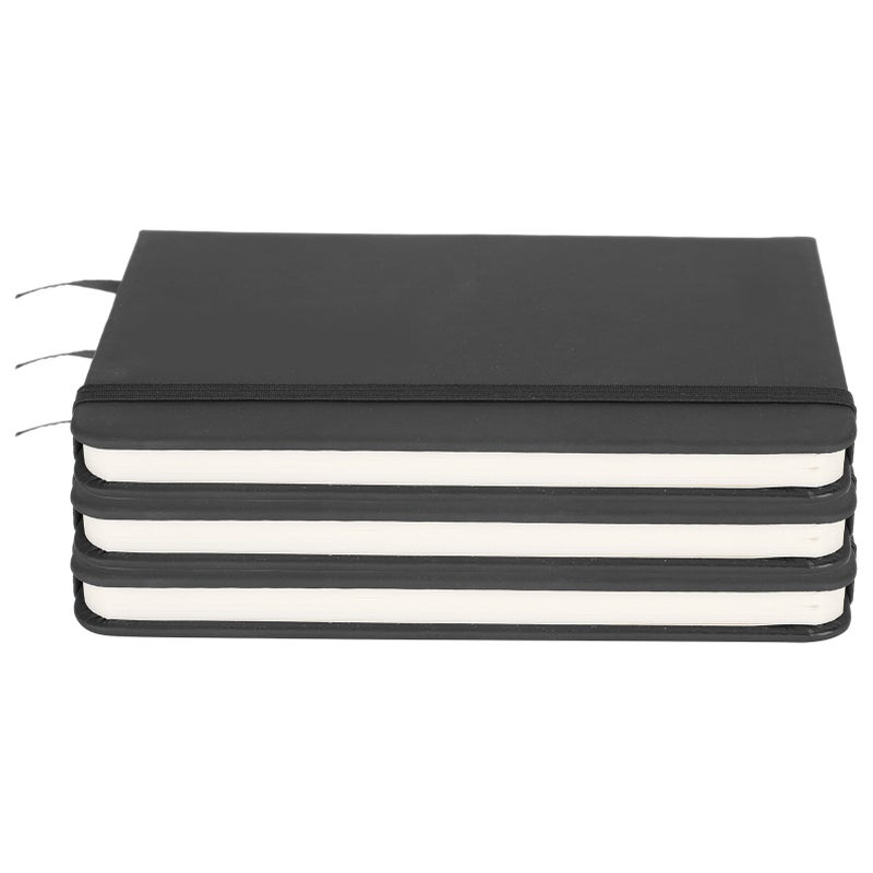 3Pcs PU A6 Business Notepad Hardcover Strap Notebook Diary Stationery Office School SuppliesBlack - Image 2
