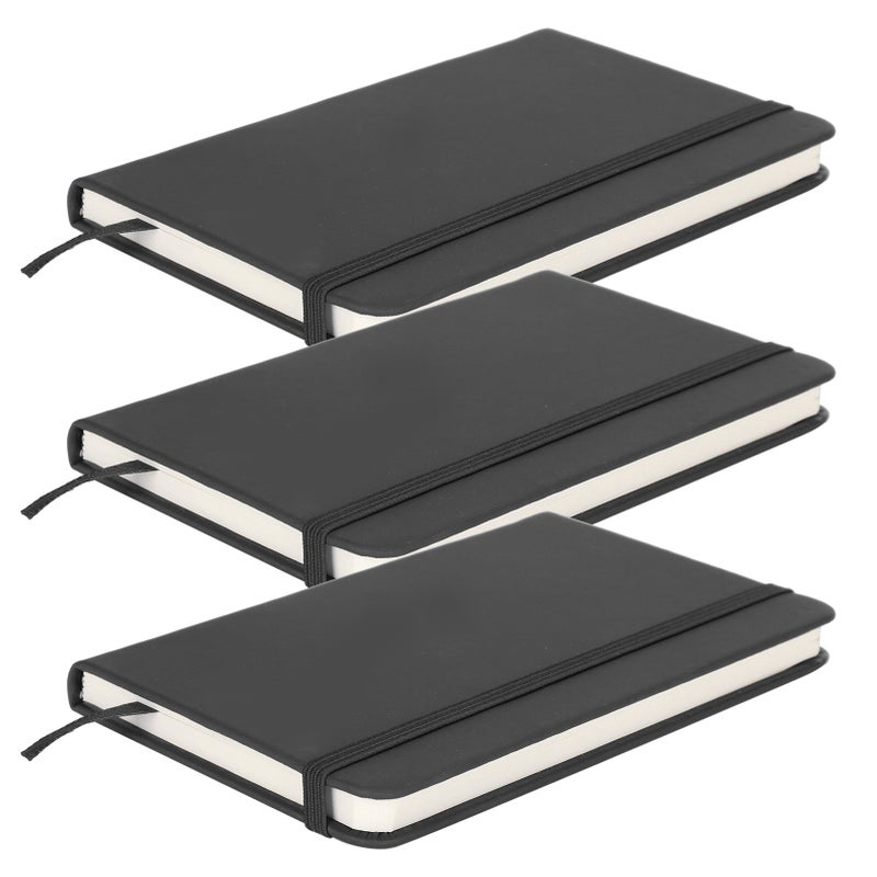 3Pcs PU A6 Business Notepad Hardcover Strap Notebook Diary Stationery Office School SuppliesBlack - Image 3