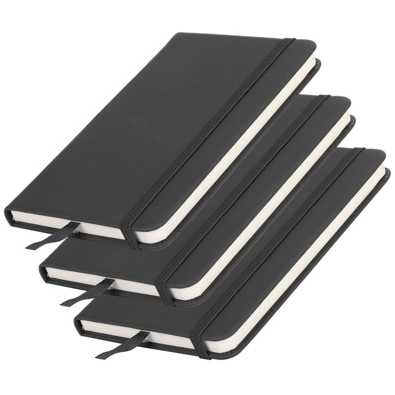 3Pcs PU A6 Business Notepad Hardcover Strap Notebook Diary Stationery Office School SuppliesBlack - Image 4