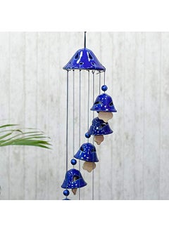 Lyallpur Stores Lyallpur Stores Ceramic Elegant Bell Shape Positive Energy 8 Bells Wind Chime for Home Decor with Great Melodious Sound Blue  - Image 2