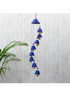 Lyallpur Stores Lyallpur Stores Ceramic Elegant Bell Shape Positive Energy 8 Bells Wind Chime for Home Decor with Great Melodious Sound Blue  - Image 1