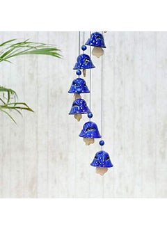 Lyallpur Stores Lyallpur Stores Ceramic Elegant Bell Shape Positive Energy 8 Bells Wind Chime for Home Decor with Great Melodious Sound Blue  - Image 3