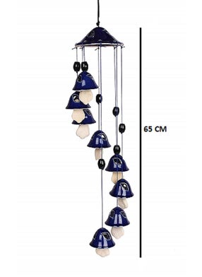 Lyallpur Stores Lyallpur Stores Ceramic Elegant Bell Shape Positive Energy 8 Bells Wind Chime for Home Decor with Great Melodious Sound Blue  - Image 4