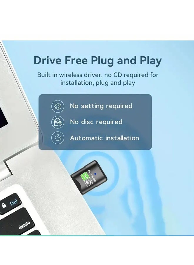 2PCS USB WiFi Bluetooth Adapter for Desktop PC 650Mbps Dual Band 2.4G Wireless WiFi Adapter for PC, Laptop, Compatible with XP/Win7/8/8.1/10/11 System