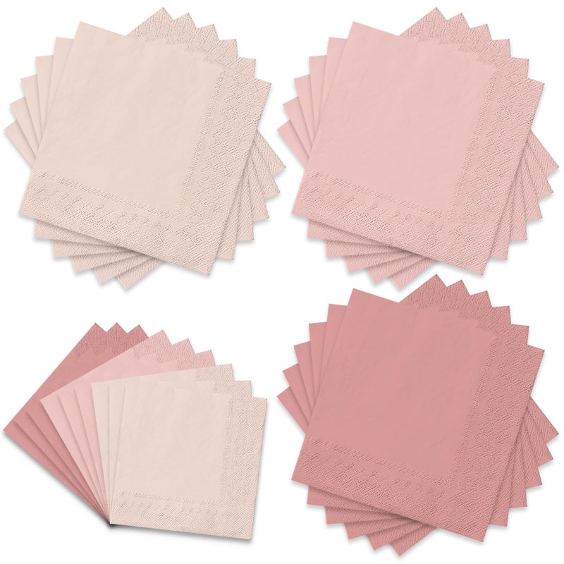 Whaline Peach Pink Napkins 6.5 x 6.5 Inch 3 Colors Dinner Napkins Pink Theme Disposable Paper Napkins Luncheon Napkins for Party Celebration Gathering Table Decorations  60 Pack - Image 1