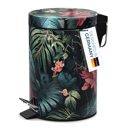 Sanilo Small Bathroom Trash Can with Lid 13 Gallon Lidded Tiny Trashcan for Garbage Mini Metal Bin with Soft Closing Mechanism Bath Room Accessoire Wastebin with Inner Bucket Exotic - Image 3