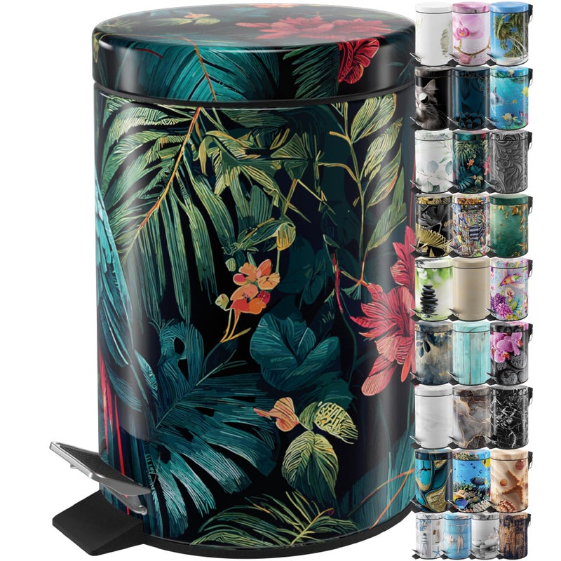 Sanilo Small Bathroom Trash Can with Lid 13 Gallon Lidded Tiny Trashcan for Garbage Mini Metal Bin with Soft Closing Mechanism Bath Room Accessoire Wastebin with Inner Bucket Exotic - Image 2