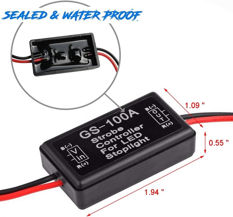 iBrightstar 9-30V Flashing Strobe Blinking Controller Flasher Module for LED Brake Tail Stop Light High Mount/3rd Brake Lights - 2Pack - Image 2