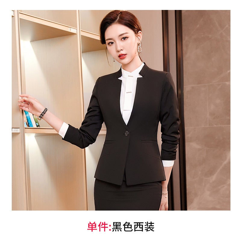 Black Suit Jacket Female Spring and Autumn Small College Student Workplace Interview Dress Work Clothes Professional Suit suit Blue suit  - Image 2